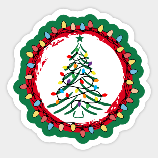 Holiday Classic Christmas tree with Chirstmas lights Sticker